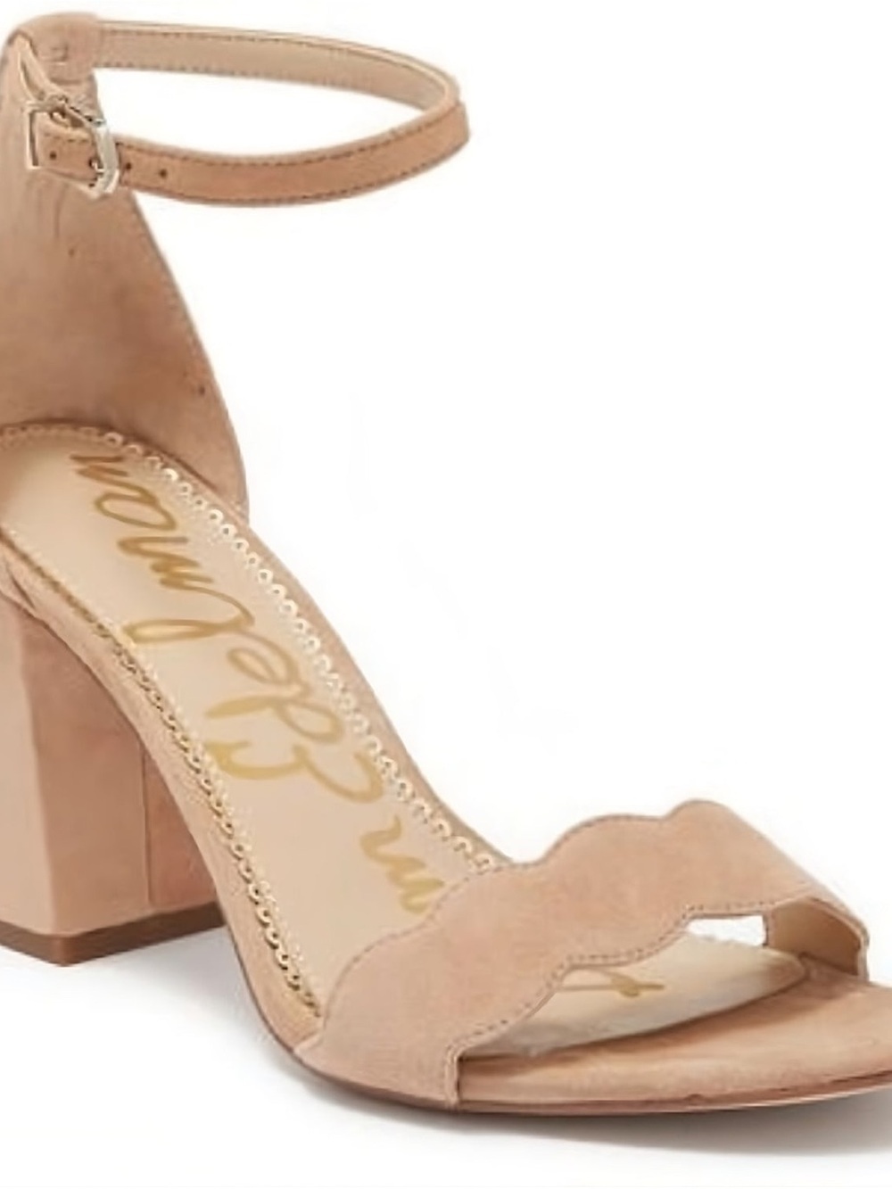 Sam Edelman Blush Scalloped Ankle-Strap Block Heel Sandal